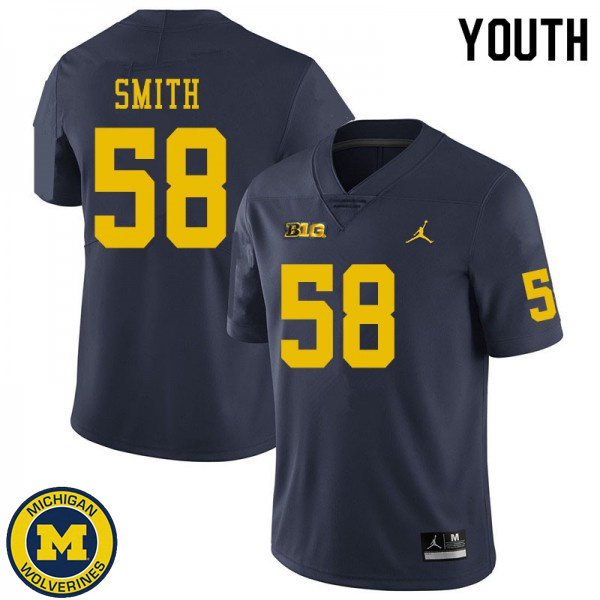 Youth Michigan Wolverines #58 Mazi Smith Navy Stitched Football Jersey